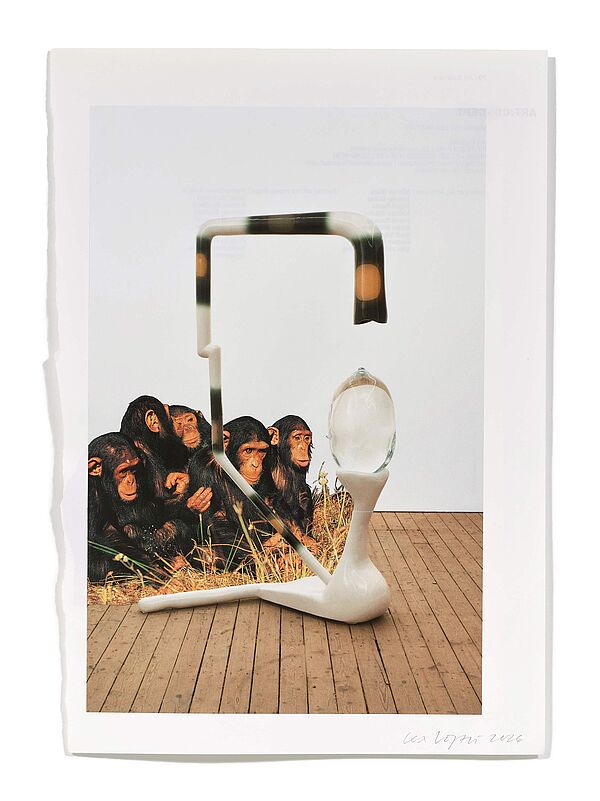 Primaten (G. Webb) Primaten (G. Webb), 2026
Analoge Collage aus Printmaterial
ca. A4
(Fotografie: © Mark Niedermann, Basel)