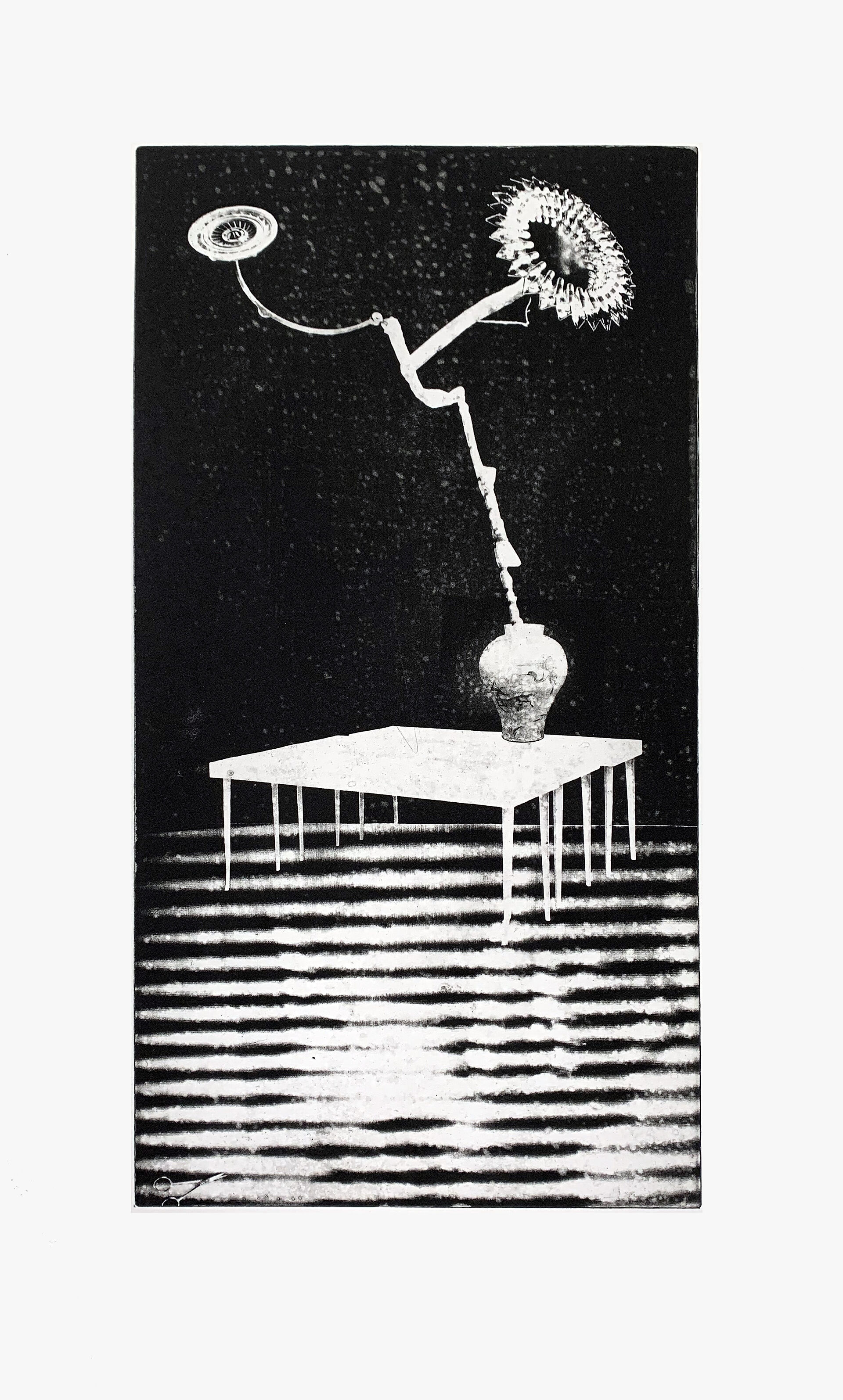 Discoqueen, 2020
(Unikat einer Serie, 8)
Plattengrösse: 39.5 x 20.5 cm
Blattgrösse: 55x 32 cm
Polymer Tiefdruck
(Fotografie: © Mark Niedermann, Basel)