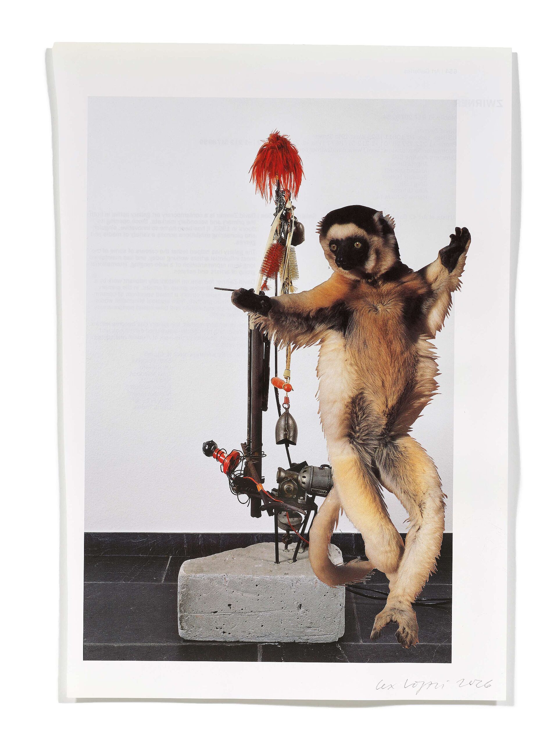 Primaten (J. Tinguely), 2026
Analoge Collage aus Printmaterial
ca. A4
(Fotografie: © Mark Niedermann, Basel)