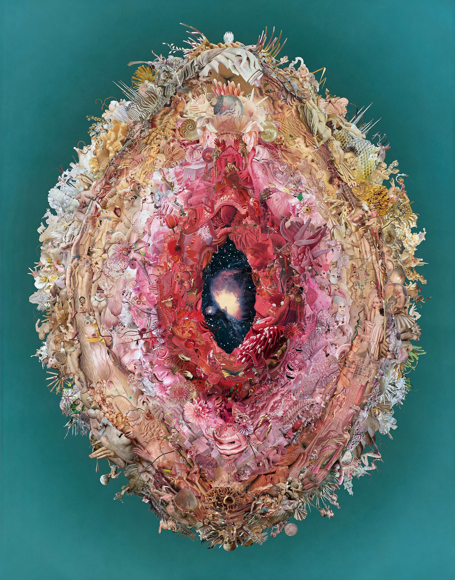 Vulva, 2025
Analoge Collage, Acryl
248 x 196 cm
Kunstverein Olten
(Fotografie: © Mark Niedermann, Basel)