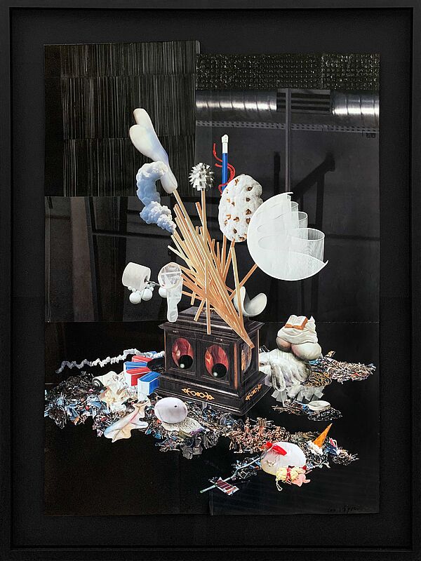 Ich war am lesen, als das Meerschweinchen sich erbrach, 2024
Analoge Collage
65 x 46 cm
Privatbesitz