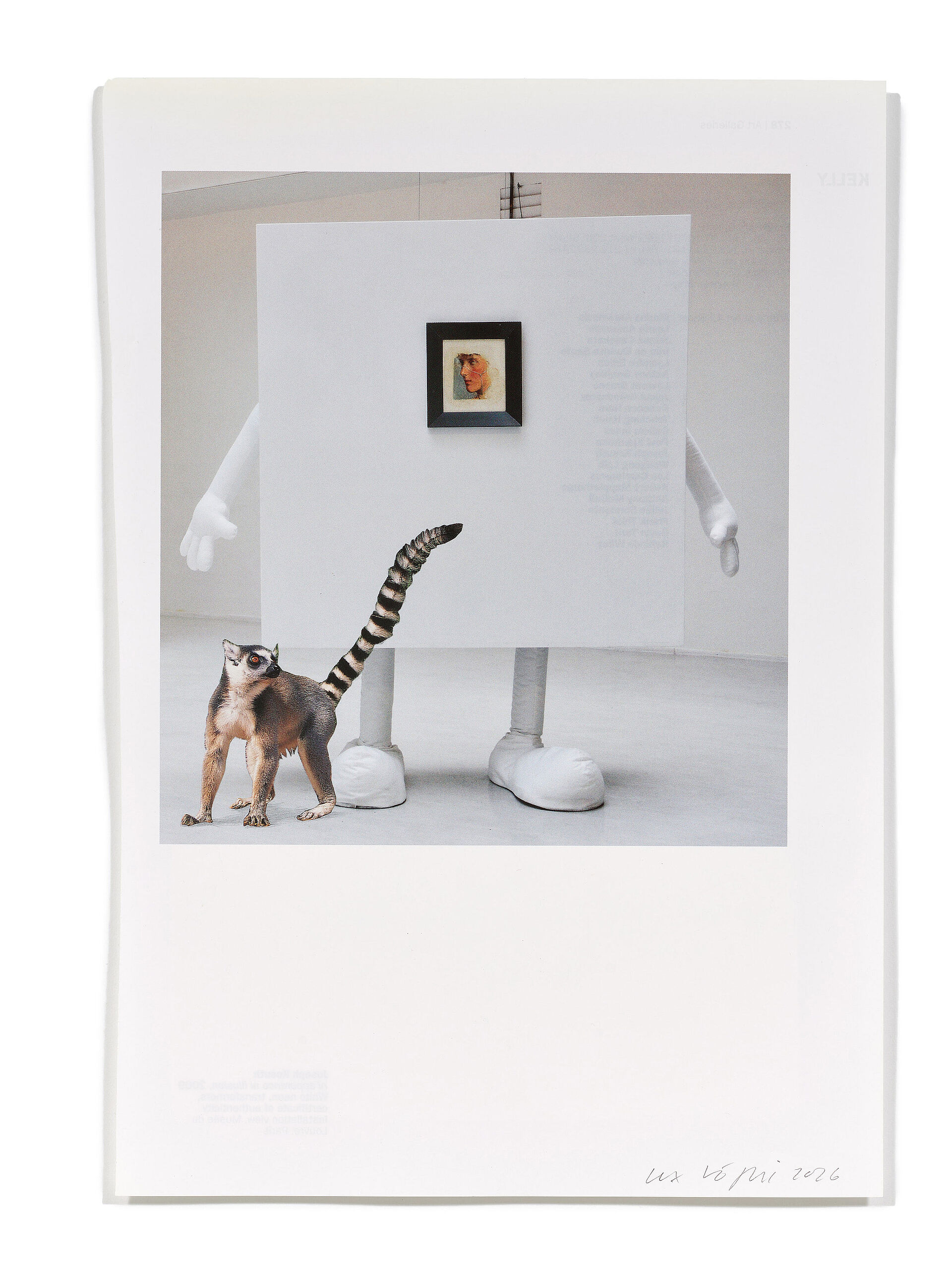 Primaten (M. Schinwald), 2026
Analoge Collage aus Printmaterial
ca. A4
Privatbesitz
(Fotografie: © Mark Niedermann, Basel)