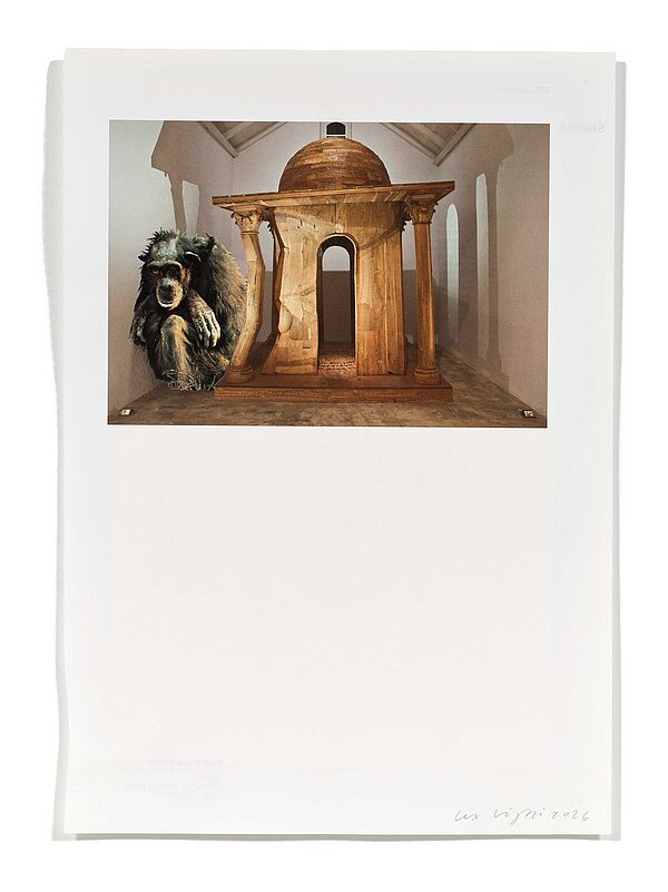 Primaten (S. Shetty) Primaten (S. Shetty), 2026
Analoge Collage aus Printmaterial
ca. A4
(Fotografie: © Mark Niedermann, Basel)