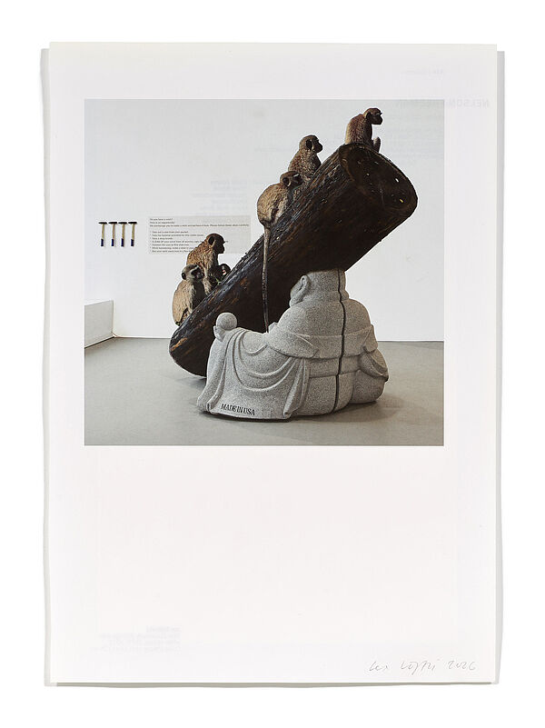 Primaten (L. N. Tallur) Primaten (L. N. Tallur), 2026
Analoge Collage aus Printmaterial
ca. A4
Privatbesitz
(Fotografie: © Mark Niedermann, Basel)