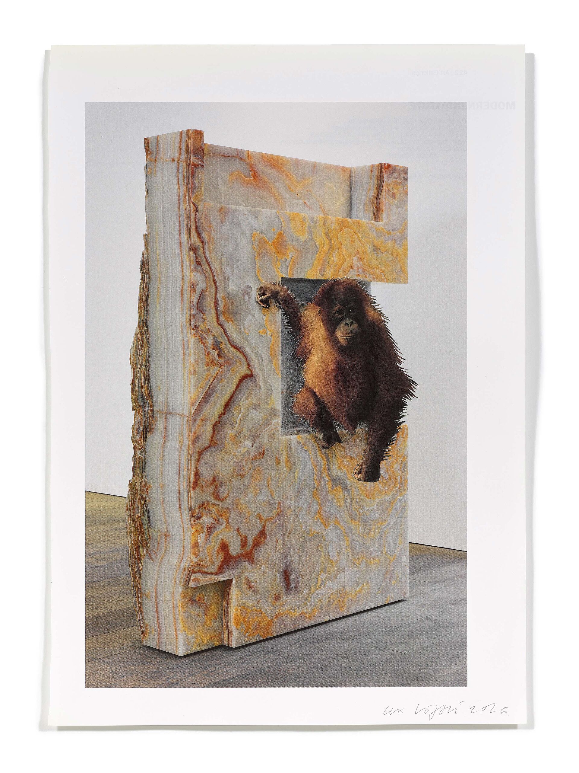 Primaten (B. Sarcevic), 2026
Analoge Collage aus Printmaterial
ca. A4
(Fotografie: © Mark Niedermann, Basel)