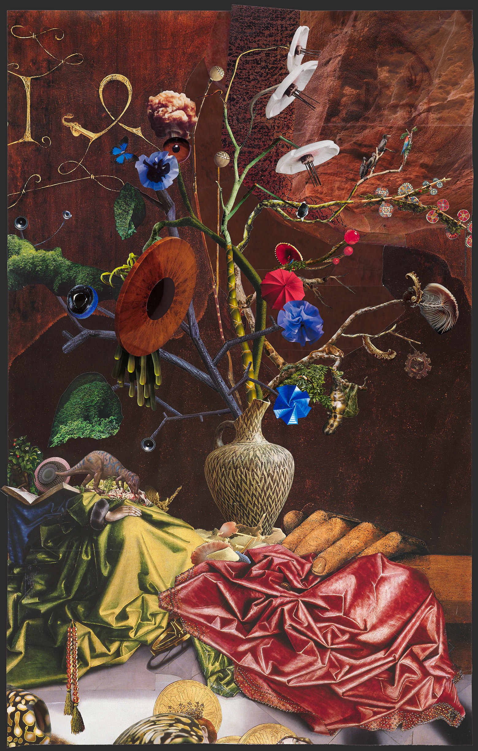 Passé composé, 2021
Analoge Collage
142,5 x 91,4 cm
Kunstmuseum Solothurn, 
Schenkung Kanton Solothurn
(Fotografie: © David Aebi, Burgdorf)